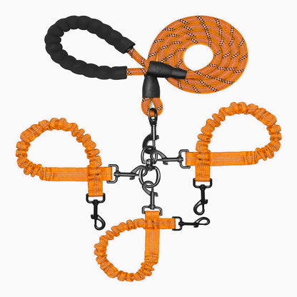 Triple Bungee Dog Leash with Reflective Shock-Absorbing Design