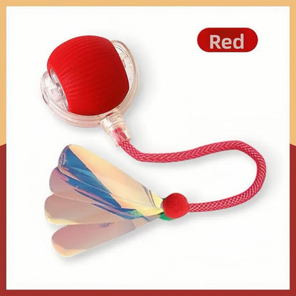 Rechargeable Smart Interactive Pet Ball ? Automatic Bouncing & Teaser Rope Toy for Dogs & Cats