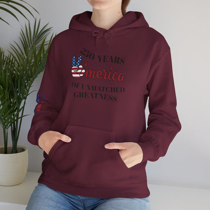 Patriotic 'America of Unmatched Greatness' Hoodie – USA Flag LOVE Graphic