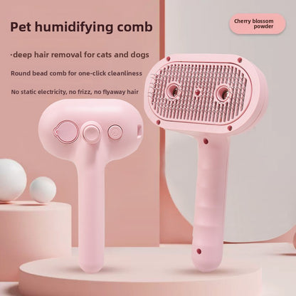 2-in-1 Electric Pet Spray Grooming Brush | Self-Cleaning Deshedding Comb