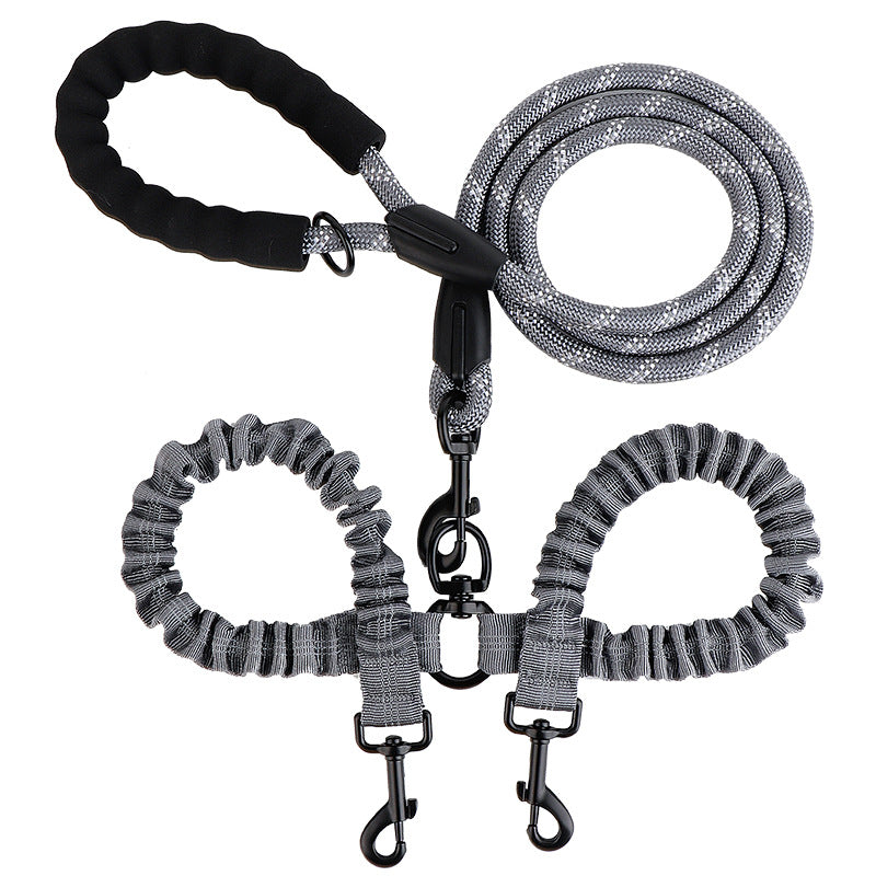 Dual Bungee Dog Leash with Anti-Tangle Double Attachment