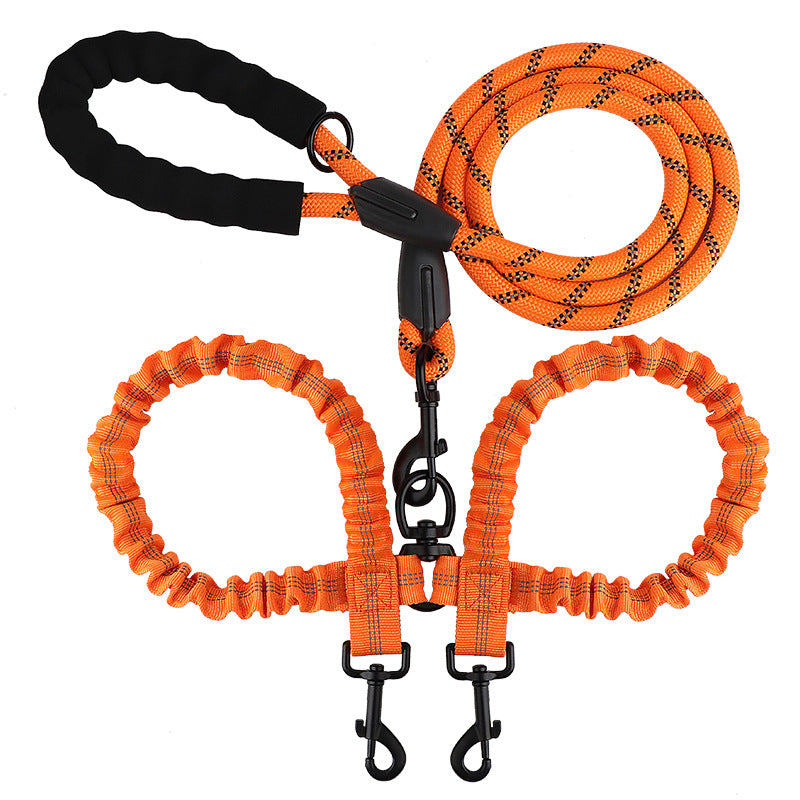 Dual Bungee Dog Leash with Anti-Tangle Double Attachment