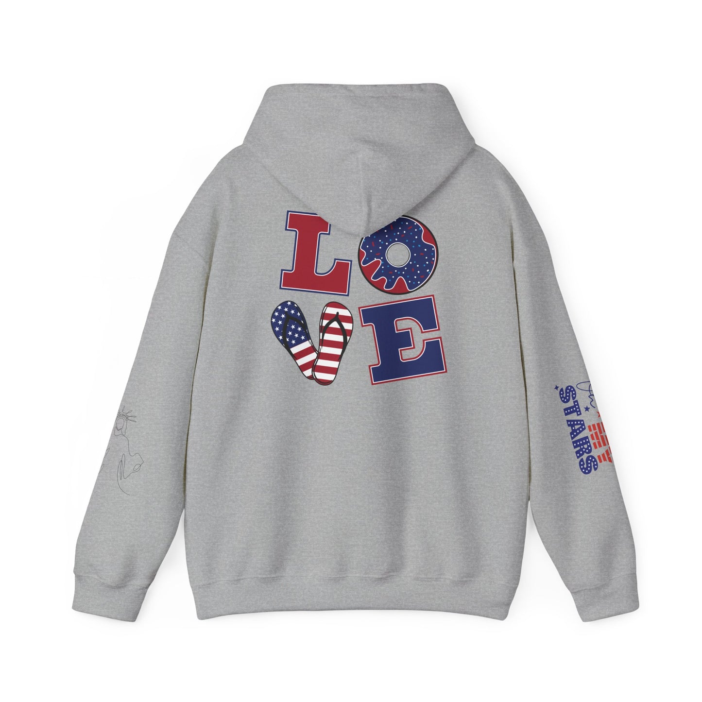 Patriotic 'America of Unmatched Greatness' Hoodie – USA Flag LOVE Graphic