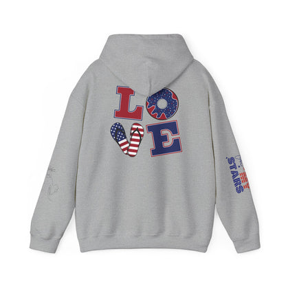 Patriotic 'America of Unmatched Greatness' Hoodie – USA Flag LOVE Graphic