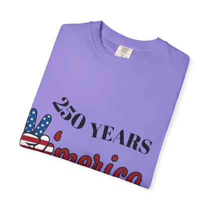 Amercia 250 Years Graphic T-Shirt — Patriotic Peace Sign Tee