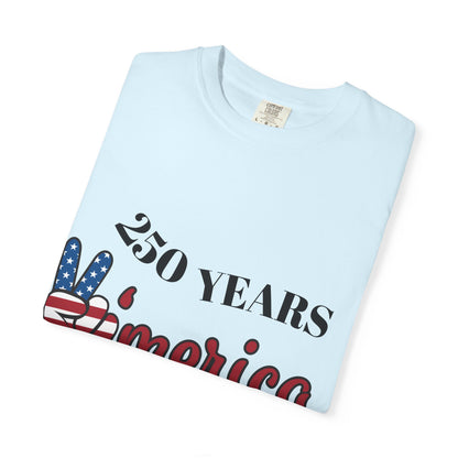 Amercia 250 Years Graphic T-Shirt — Patriotic Peace Sign Tee