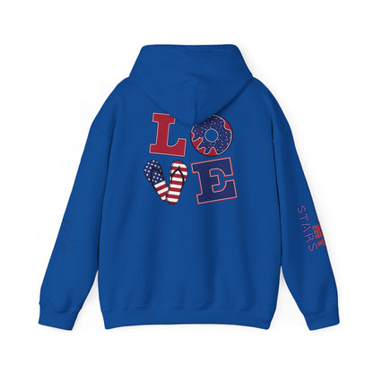 Patriotic 'America of Unmatched Greatness' Hoodie – USA Flag LOVE Graphic