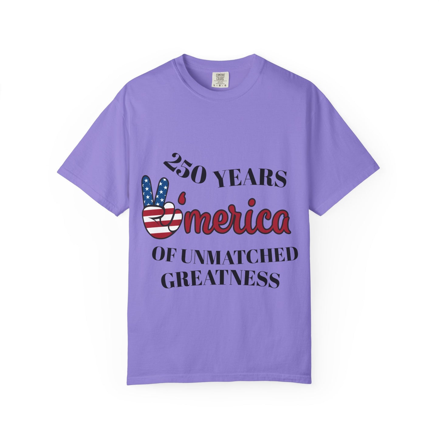 Amercia 250 Years Graphic T-Shirt — Patriotic Peace Sign Tee