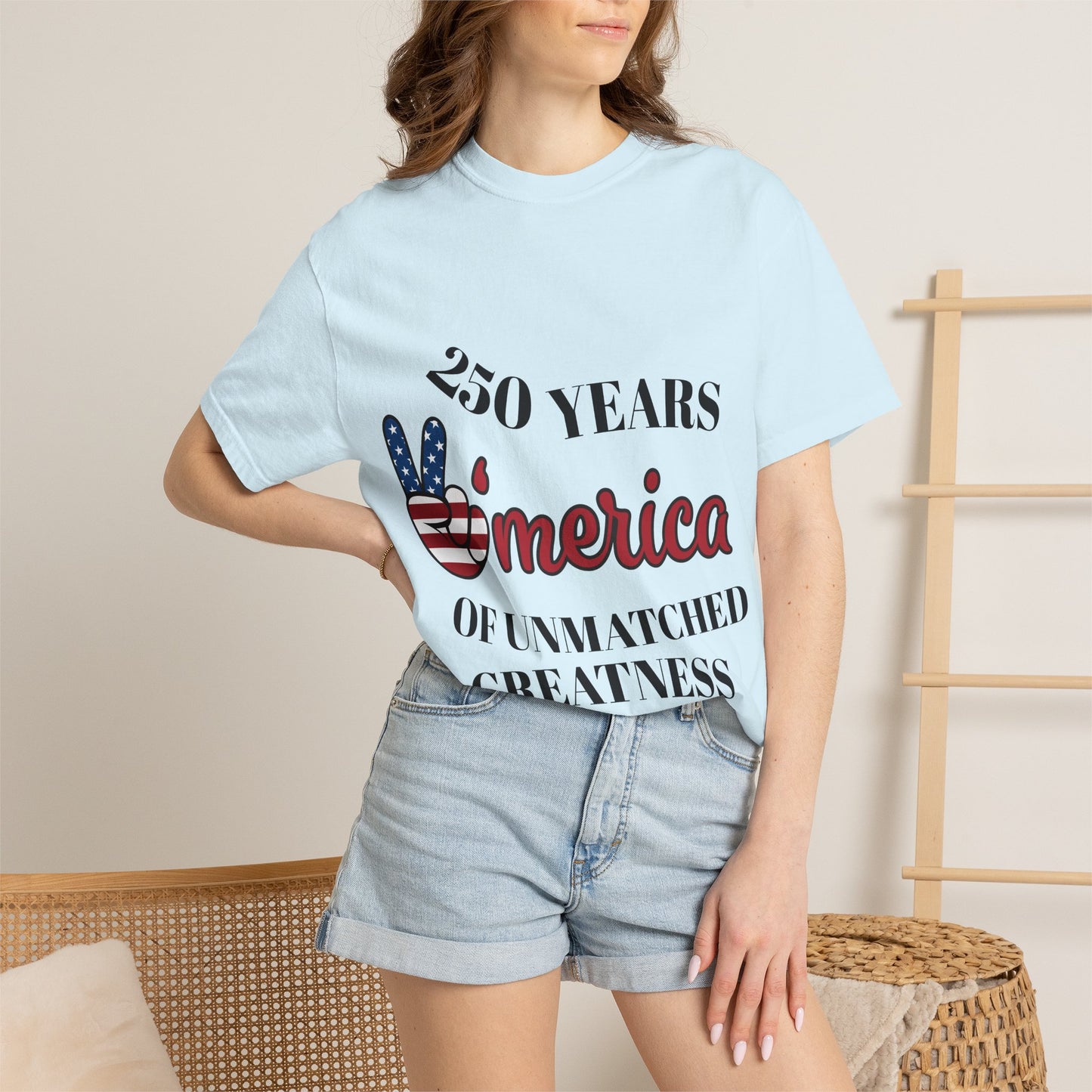 Amercia 250 Years Graphic T-Shirt — Patriotic Peace Sign Tee