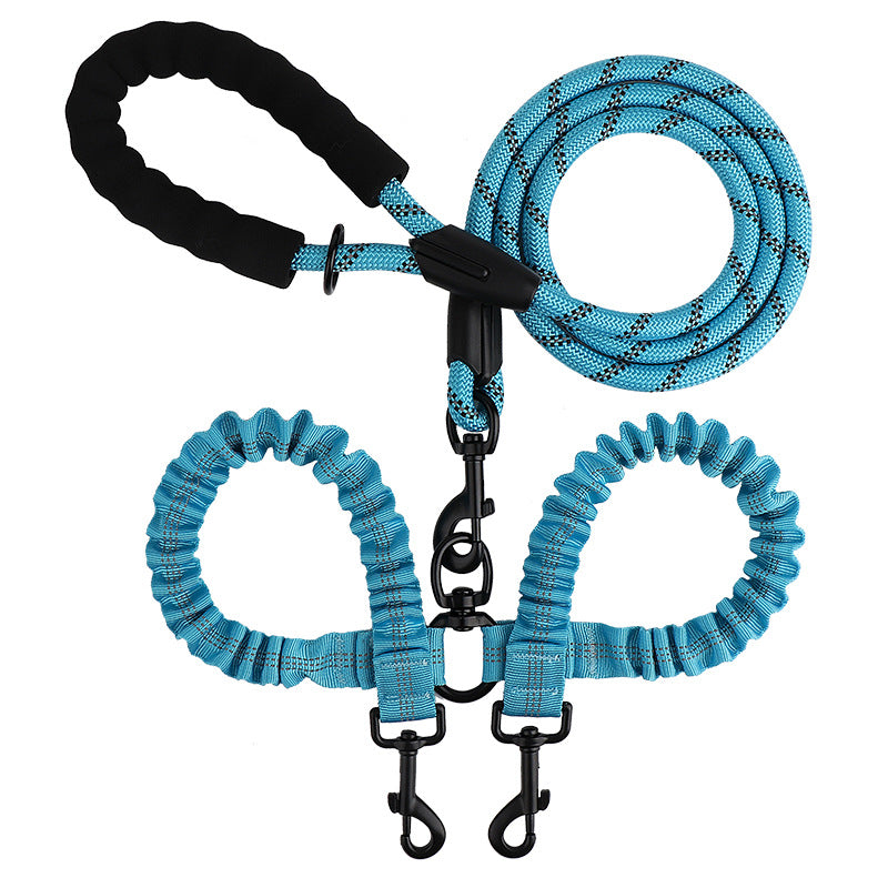 Dual Bungee Dog Leash with Anti-Tangle Double Attachment