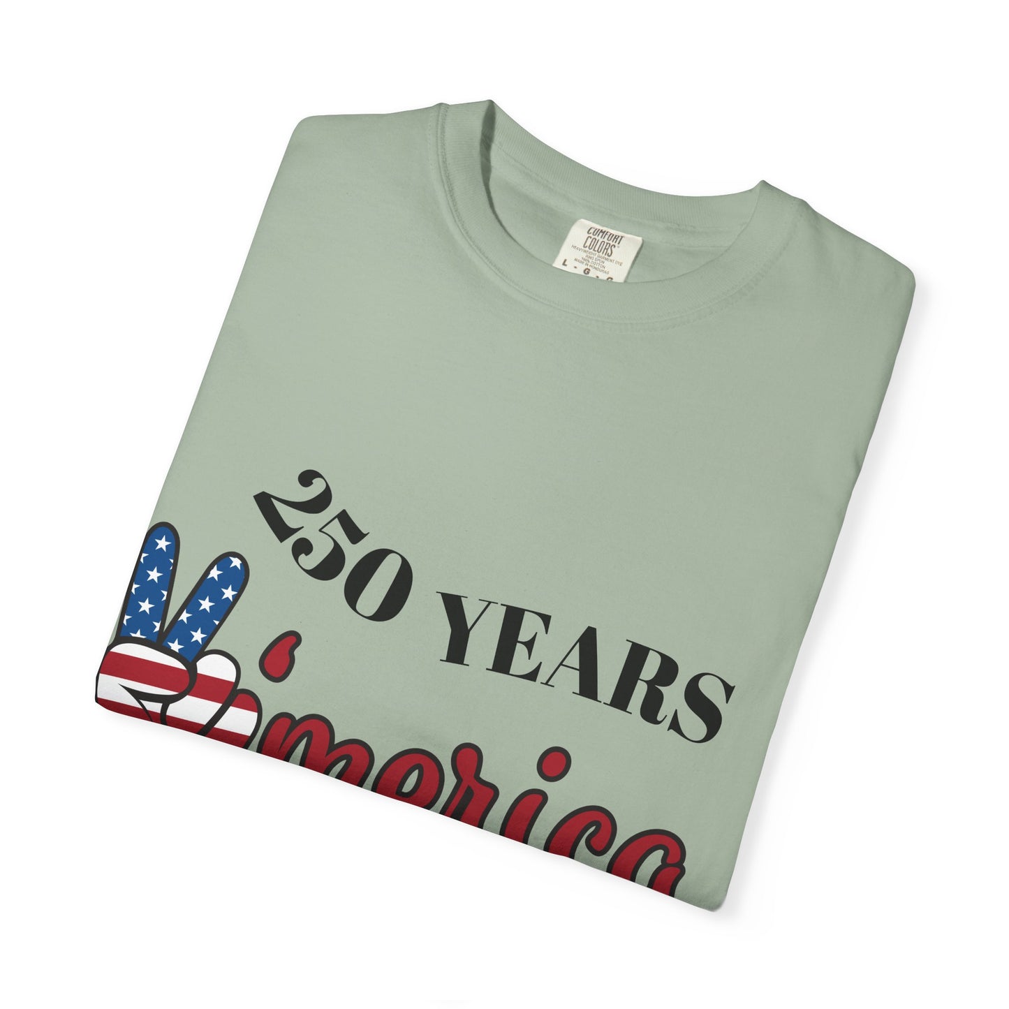 Amercia 250 Years Graphic T-Shirt — Patriotic Peace Sign Tee