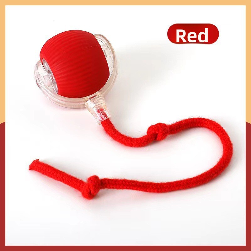 Rechargeable Smart Interactive Pet Ball ? Automatic Bouncing & Teaser Rope Toy for Dogs & Cats