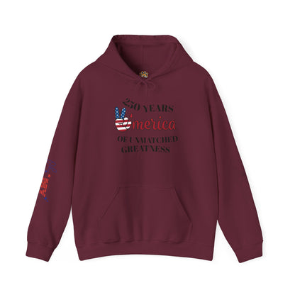 Patriotic 'America of Unmatched Greatness' Hoodie – USA Flag LOVE Graphic