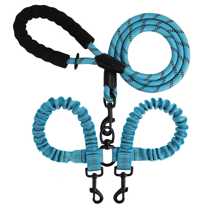 Dual Bungee Dog Leash with Anti-Tangle Double Attachment