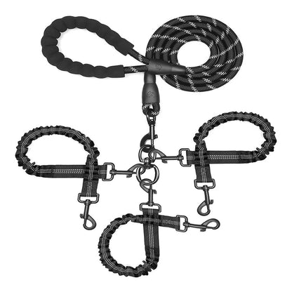 Triple Bungee Dog Leash with Reflective Shock-Absorbing Design