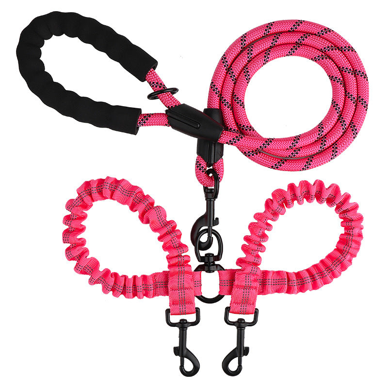 Dual Bungee Dog Leash with Anti-Tangle Double Attachment