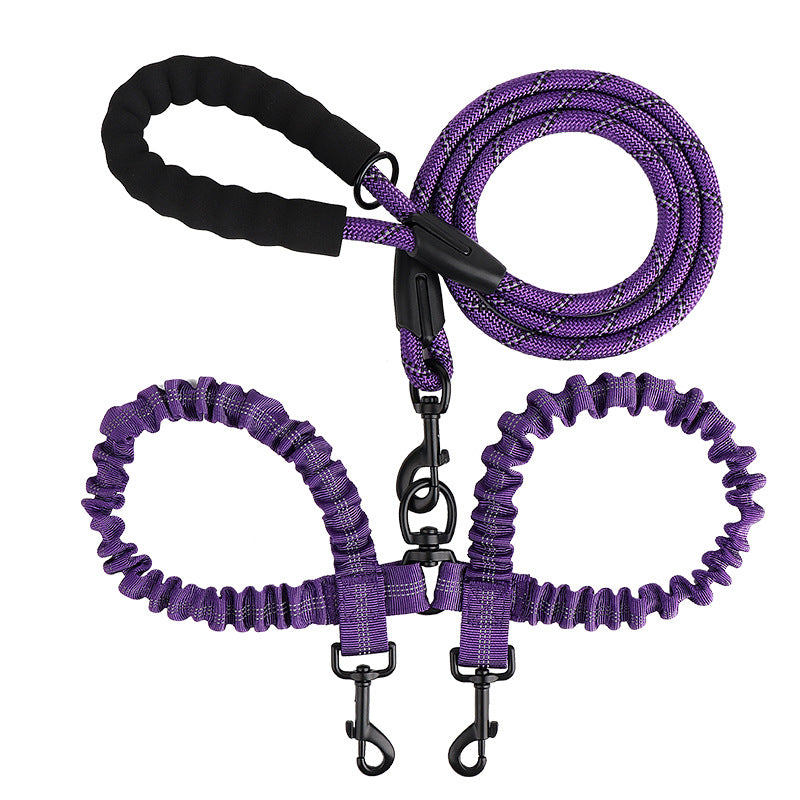 Dual Bungee Dog Leash with Anti-Tangle Double Attachment