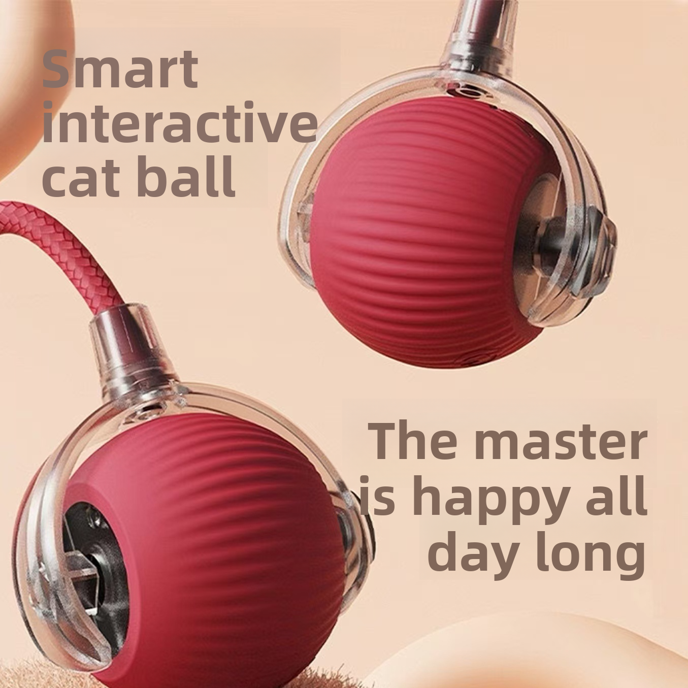 Rechargeable Smart Interactive Pet Ball ? Automatic Bouncing & Teaser Rope Toy for Dogs & Cats