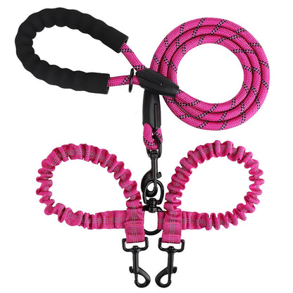 Dual Bungee Dog Leash with Anti-Tangle Double Attachment