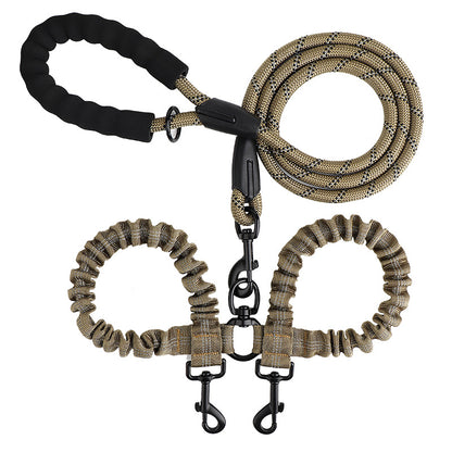Dual Bungee Dog Leash with Anti-Tangle Double Attachment